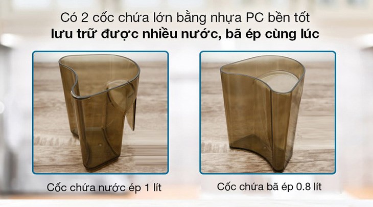 Máy ép chậm Kangaroo được trang bị cốc đựng nước ép lớn với dung tích 1 lít