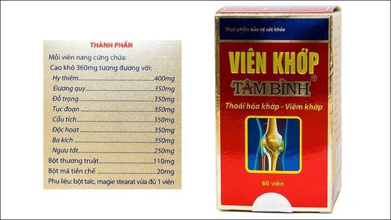 Viên Khớp Tâm Bình được sản xuất tại Việt Nam từ 10 loại dược liệu quý