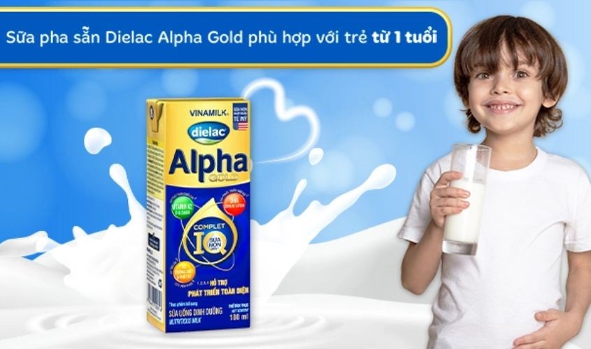 Sữa bột Dielac Alpha Gold pha sẵn phù hợp với trẻ từ 1 tuổi