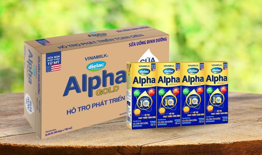Thùng 48 hộp sữa pha sẵn Dielac Alpha Gold 180 ml (từ 1 tuổi)