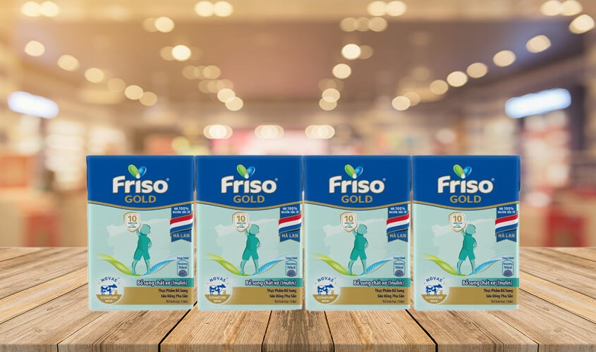 Lốc 4 hộp sữa pha sẵn Friso Gold hương vani 110 ml (từ 1 tuổi)