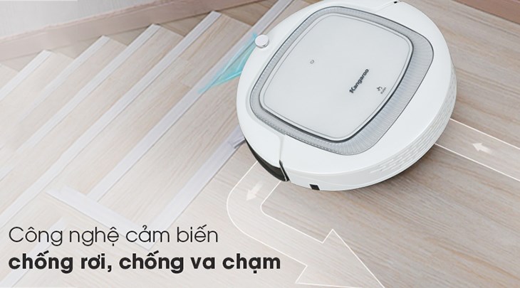 Robot hút bụi Kangaroo KGRB01 Trắng được trang bị cảm biến chống rơi thông minh
