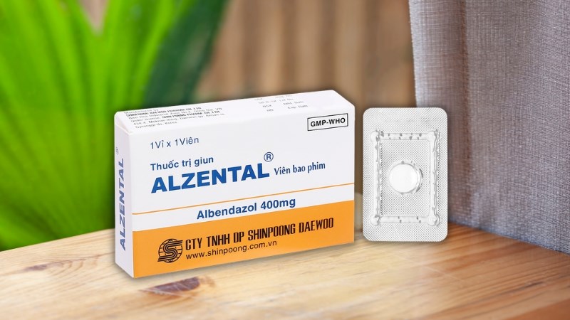 Alzental 400mg trị giun sán (1 vỉ x 1 viên)