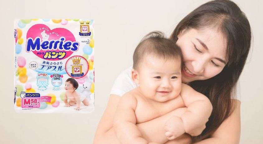 Tã quần Merries size M 58 miếng (6 - 11 kg)