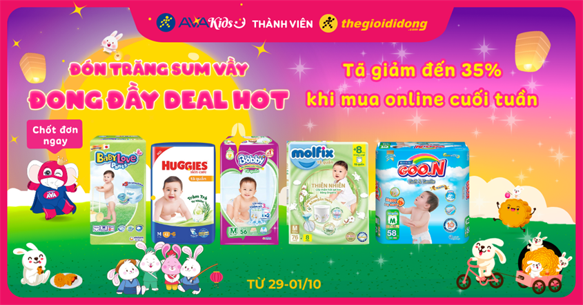 Siêu ưu đãi - Tã giảm đến 35% khi mua online cuối tuần. Chốt đơn ngay!