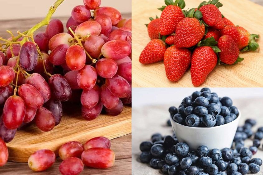 Cách làm sinh tố nho cho bé với dâu, việt quất