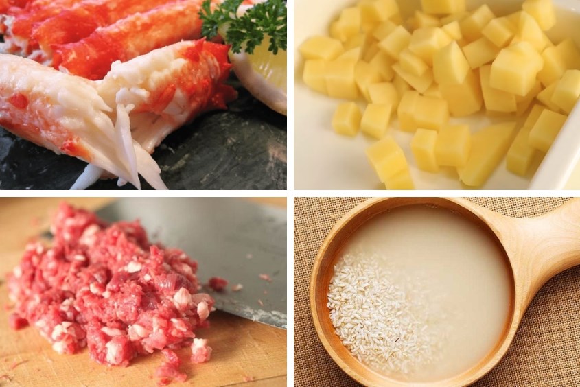 Sơ chế nguyên liệu trước khi làm cháo cua khoai tây cho bé