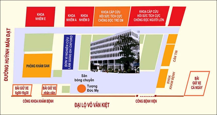 Sơ đồ tổng quan của bệnh viện Nhiệt đới TP.HCM