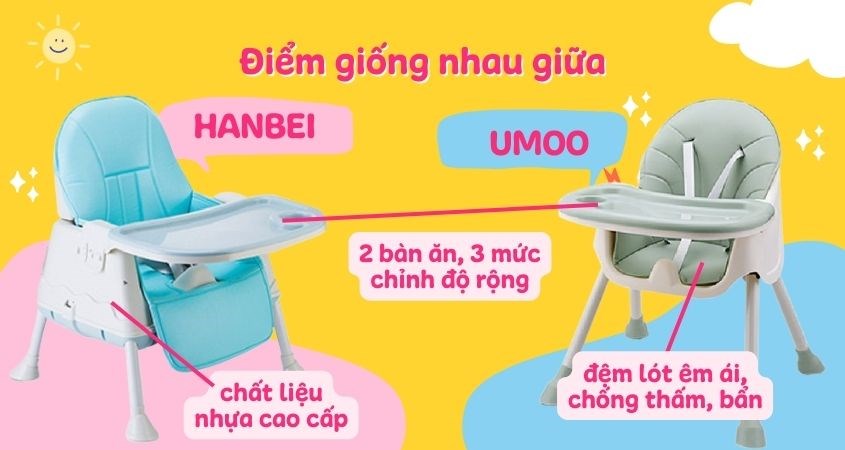 Điểm giống nhau giữa ghế ăn dặm Hanbei và Umoo