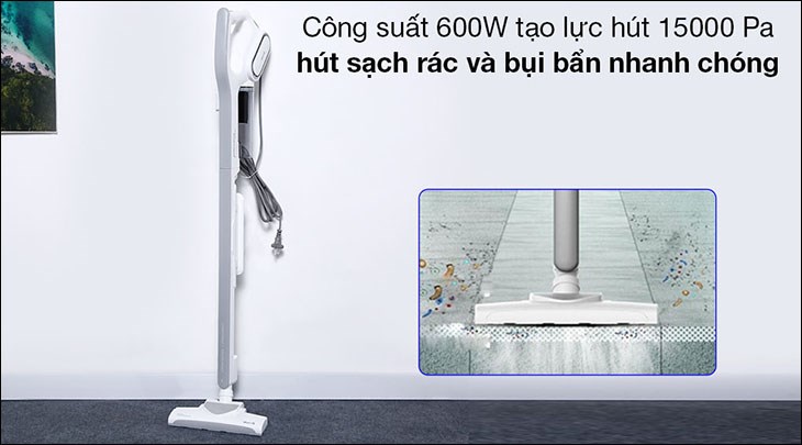 Máy hút bụi Deerma DX700 có công suất hoạt động mạnh mẽ, có khả năng hút được các hạt bụi li ti trong không khí