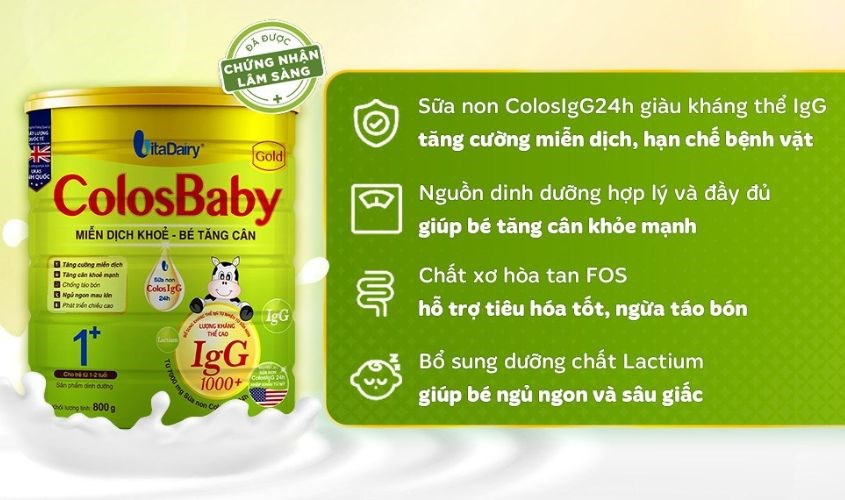 Sữa bột ColosBaby Gold 1+ (sữa non) hương vani 800g (1 - 2 tuổi)