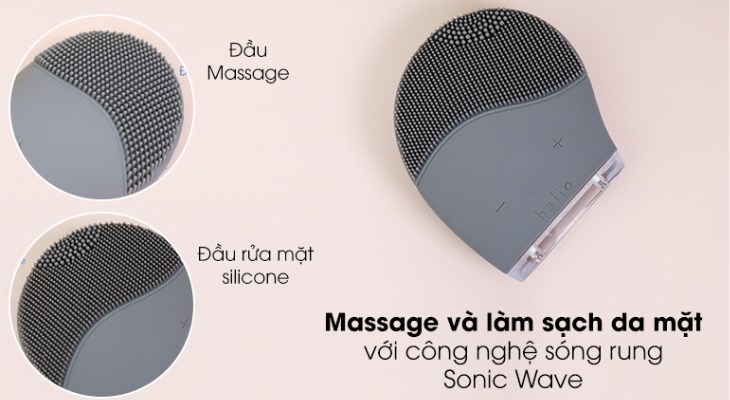 Máy rửa mặt và massage Halio Gray Smoke vừa làm sạch và massage mặt với công nghệ sóng rung Sonic Wave Máy rửa mặt và massage Halio Gray Smoke vừa làm sạch và massage mặt với công nghệ sóng rung Sonic Wave
