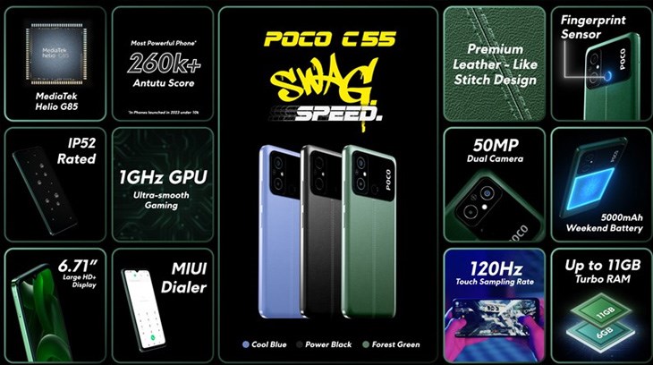 POCO C55 sở hữu cấu hình khá đầy đủ và ấn tượng so với những đối thủ khác ở cùng phân khúc