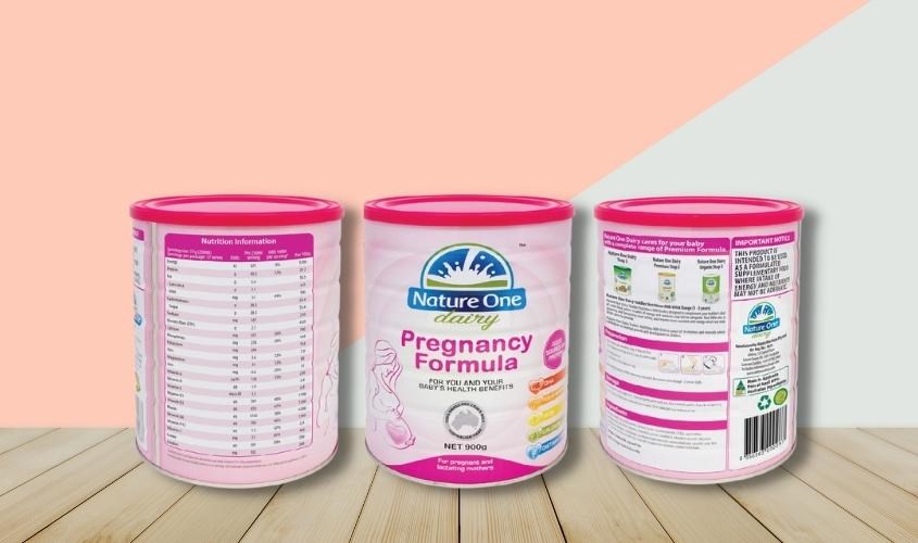 Nature One Dairy Pregnancy Formula với bảng thành phần đa dạng