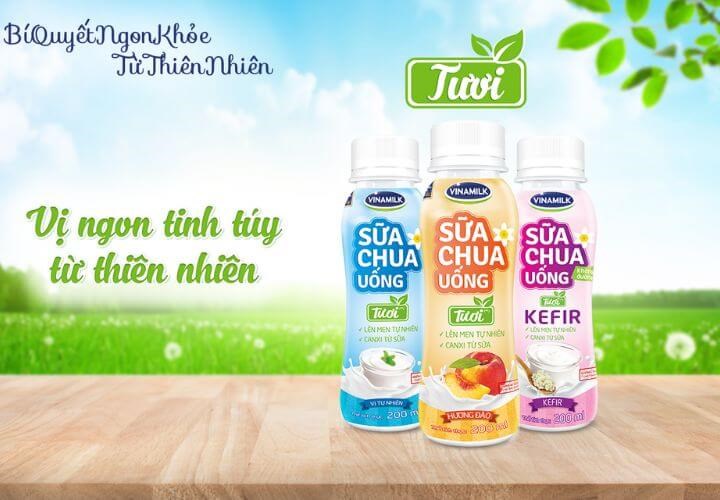 Sữa chua uống Vinamilk với nhiều thành phần thiên nhiên