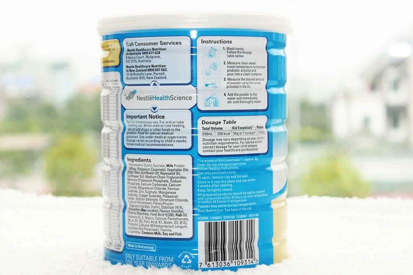 Thành phần dinh dưỡng của sữa Kid Essentials