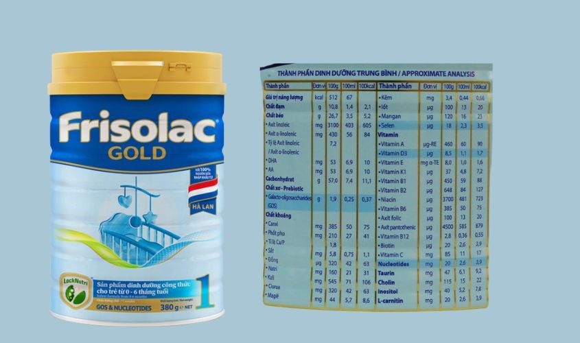 Sữa Frisolac Gold 1 chứa các thành phần giàu dinh dưỡng