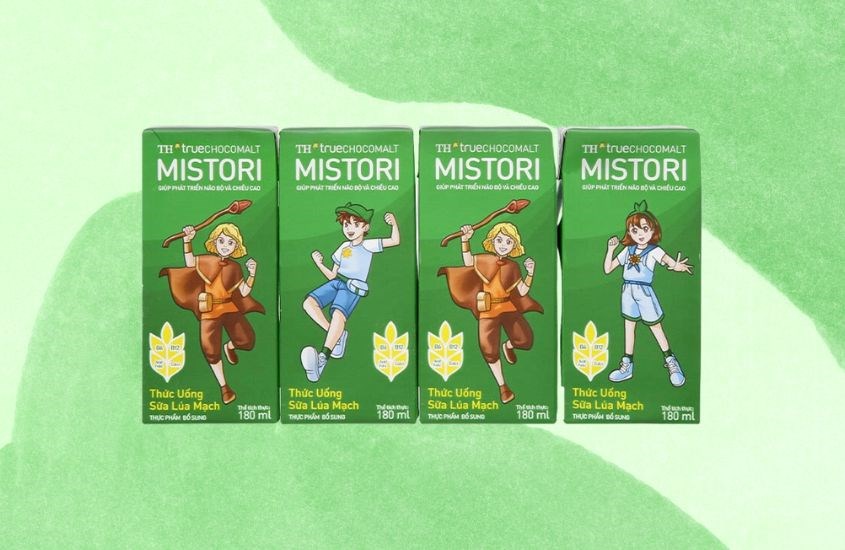 Lốc 4 hộp thức uống lúa mạch TH true Chocomalt Mistori 180 ml