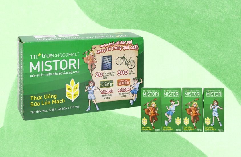 Thùng 48 hộp thức uống lúa mạch TH true Chocomalt Mistori 110 ml