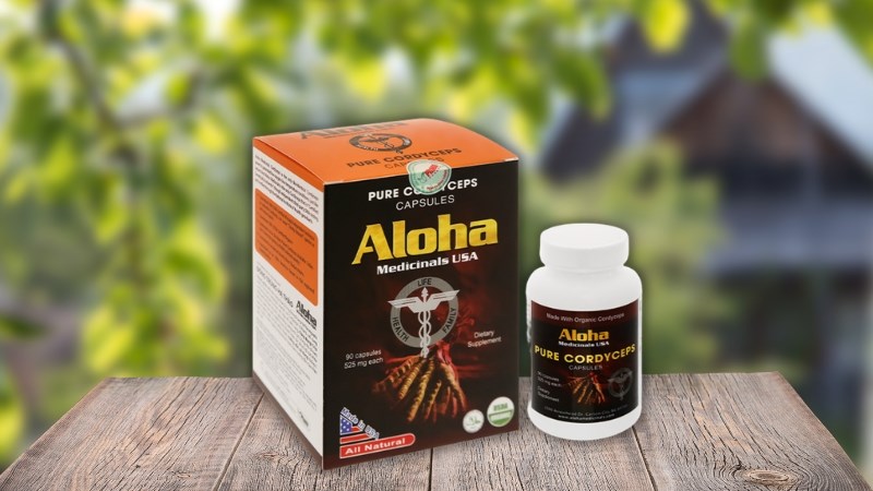 Đông trùng hạ thảo Aloha Pure Cordyceps tăng cường sinh lực lọ 90 viên