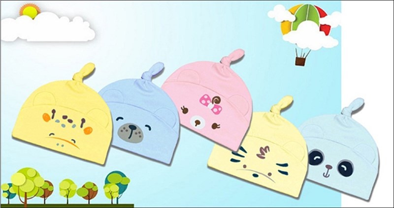 Nón sơ sinh in hình thú Interlok BabyMommy có chất liệu vải an toàn cho trẻ sơ sinh