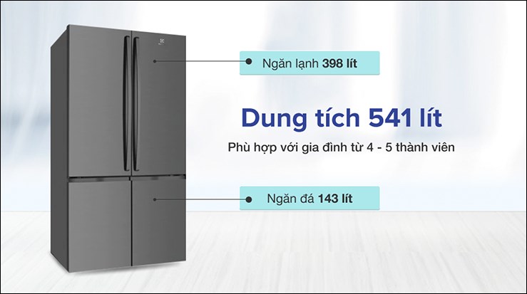 Tủ lạnh Electrolux Inverter 541 lít EQE6000A-B có thiết kế 4 cửa mang đậm phong cách châu Âu