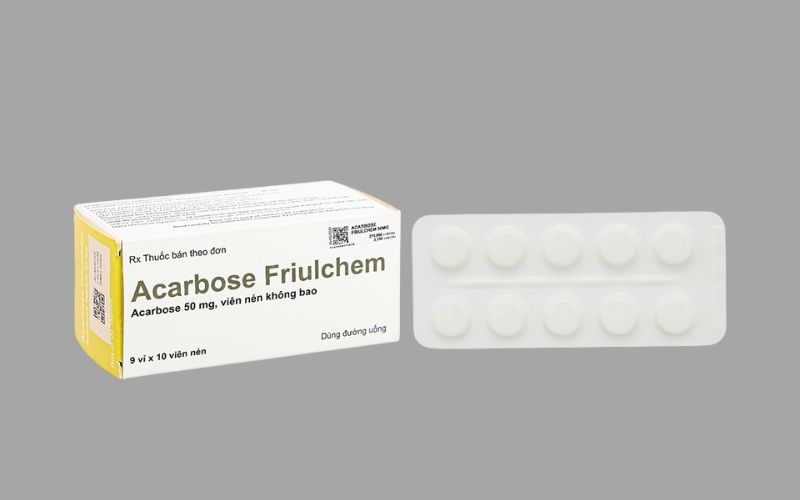 Acarbose Friulchem 50mg trị đái tháo đường (9 vỉ x 10 viên)