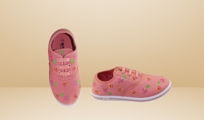 Giày thể thao in hoa cam bé gái Bita