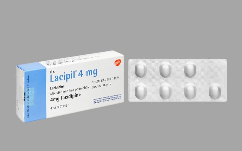Lacipil 4mg trị tăng huyết áp (4 vỉ x 7 viên) 