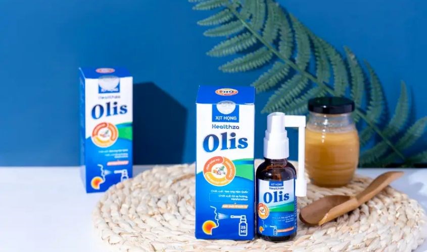 Lọ xịt Healthza Olis giúp kháng khuẩn, giảm ho và đau rát cổ họng 25 ml (từ 2 tuổi)