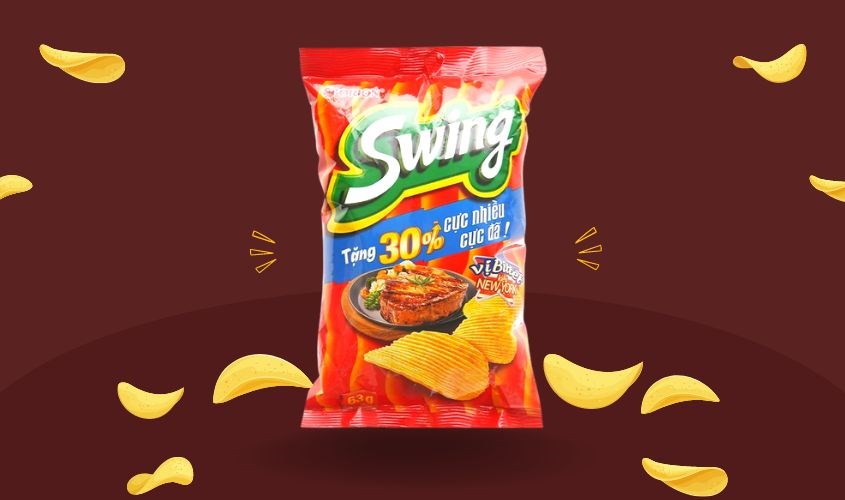Snack khoai tây vị bít tết kiểu New York Swing 63g (từ 1 tuổi)