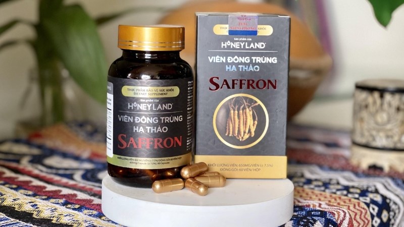  Đông trùng hạ thảo Honey Land Saffron giúp bồi bổ cơ thể lọ 60 viên 