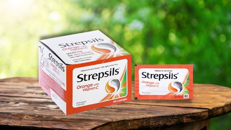 Viên ngậm Strepsils Orange With Vitamin C giảm đau họng (50 gói x 2 viên) 