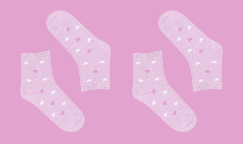 Tất cổ trung trái tim bé gái ONOFF màu tím