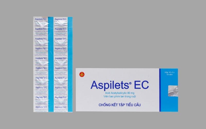 Aspilets EC 80mg ph&ograve;ng v&agrave; trị huyết khối (10 vỉ x 10 vi&ecirc;n)