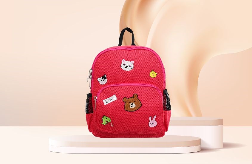 Balo mẫu giáo Ioon PANNA8 6 con vật E2203 hồng