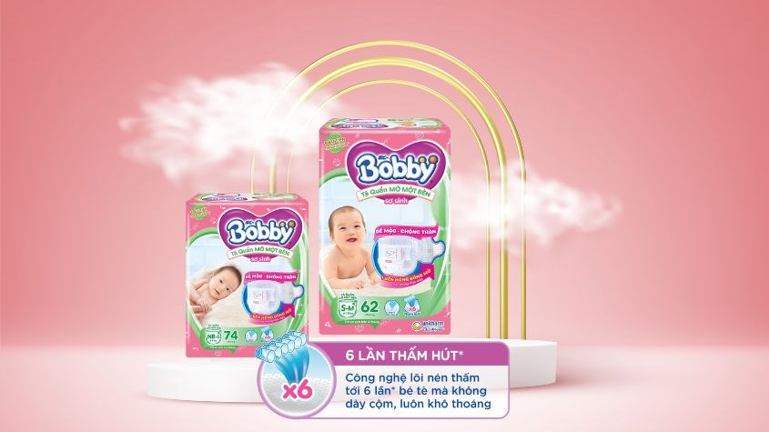 Tã quần mới mở một bên Bobby có khả năng thấp hút gấp 6 lần Tã quần mới mở một bên Bobby có khả năng thấp hút gấp 6 lần