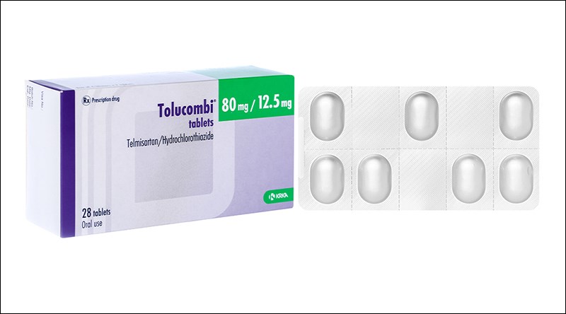 <div class='captionnews'>Tolucombi Tablets 80mg/12.5mg trị tăng huyết áp (4 vỉ x 7 viên)</div>