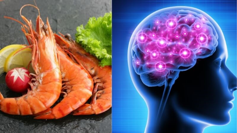 Tôm chứa choline và omega-3 tốt cho trí não