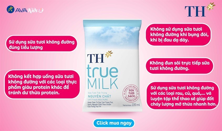 Sữa tươi tiệt trùng TH true MILK không đường 220 ml (từ 1 tuổi)