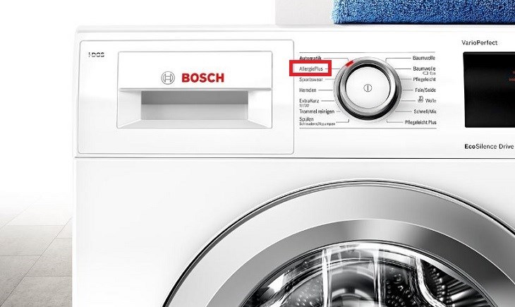 Máy giặt sấy Bosch 9 kg WNA14400SG  sở hữu chương trình giặt Allergy Plus lý tưởng cho làn da nhạy cảm 