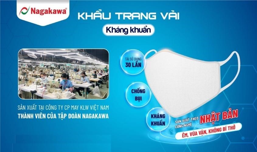 Khẩu trang vải kháng khuẩn 2 lớp Nagakawa Khẩu trang vải kháng khuẩn 2 lớp Nagakawa