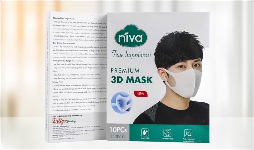 Hộp 10 cái khẩu trang Niva 3D 3 lớp Hộp 10 cái khẩu trang Niva 3D 3 lớp