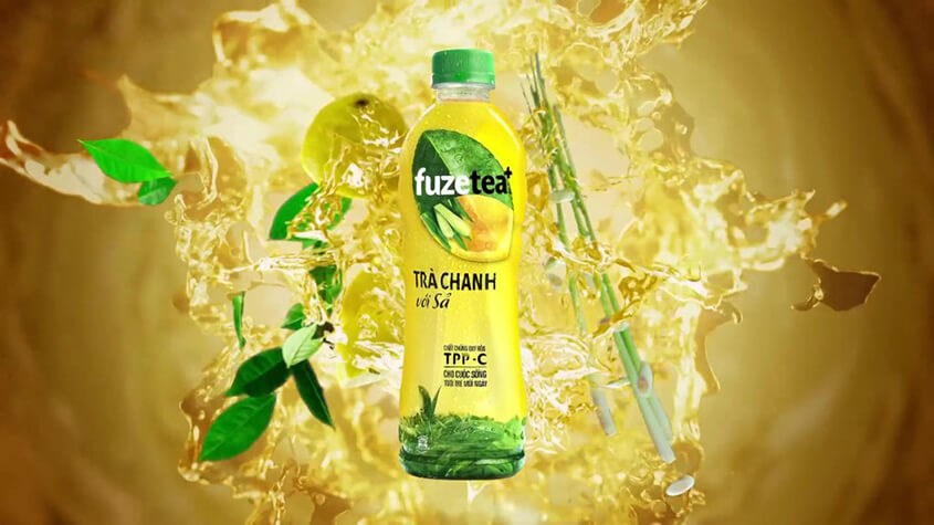 Lốc 6 chai trà trái cây Fuze Tea vị trà chanh và sả 450 ml