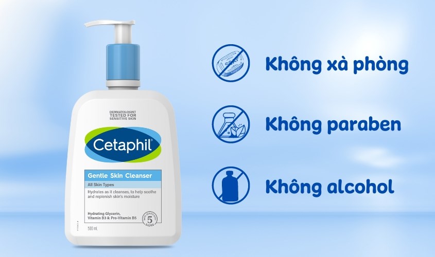 Sữa rửa mặt không cồn không chứa các gốc alcohol hoặc cồn béo