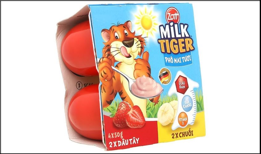 Lốc 4 hộp sữa chua phô mai Zott vị dâu vani 50g