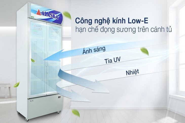 Tủ mát Alaska 960 lít SL 12C tích hợp công nghệ Low-E giúp giữ nhiệt và hạn chế đọng sương trên cánh tủ