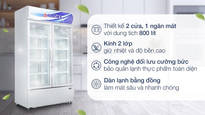 Tủ mát Alaska 960 lít SL 12C với thiết kế 2 cửa hiện đại, đẹp mắt