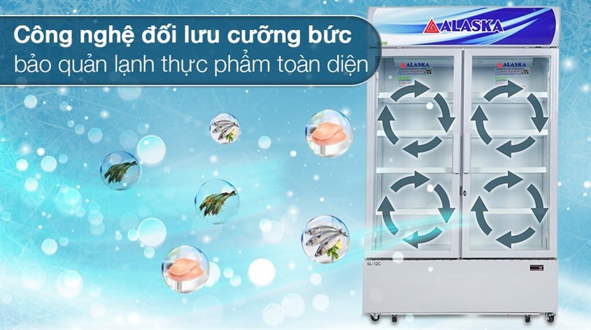 Chức năng làm lạnh gián tiếp của Tủ mát Alaska 960 lít SL 12C không gây đông tuyết giúp thực phẩm được bảo quản lâu hơn