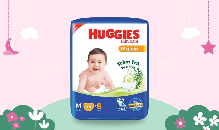 Tã quần Huggies Skincare cực đại size M 84 miếng (6 - 11 kg)